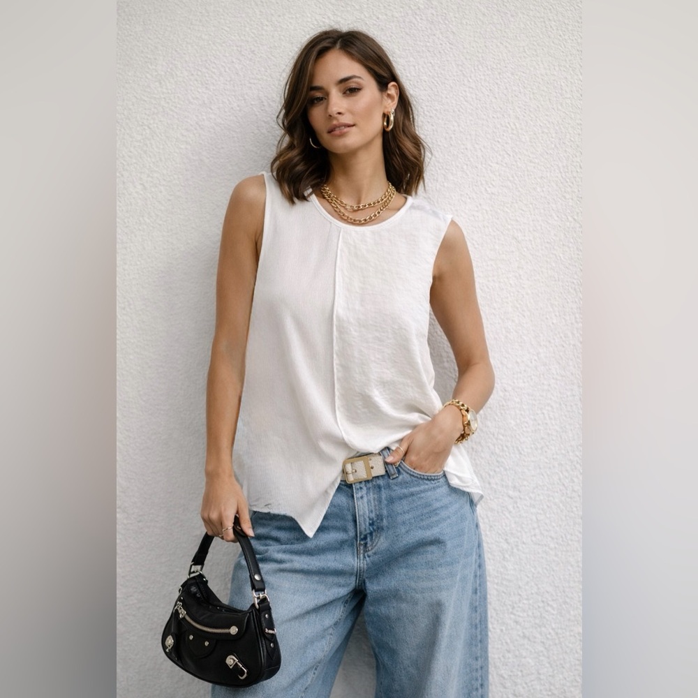 Zara White Asymmetrical Camisole